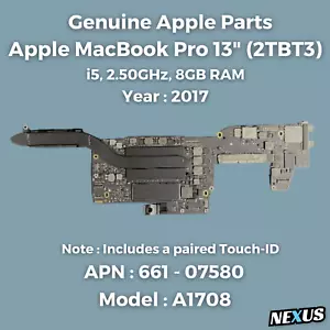 Apple MacBook Pro 13" A1708 2017 i7 2.5GHz 8GB Logic Board 661-07580 OEM - Picture 1 of 4
