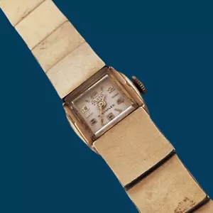 10K GP ~ ALSTA ALSTATER ~ ALSTAFLEX 17 JEWEL INCABLOC MANUAL WIND GOLD ~ LADIES - Picture 1 of 20