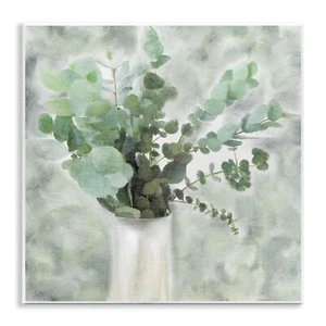 Stupell Industries Sage Green Painterly Eucalyptus in White Vase Wall Art, 12... - Picture 1 of 8