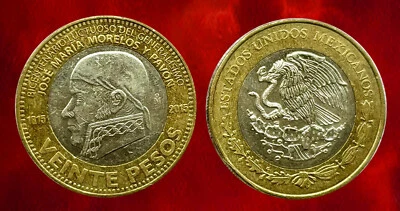 México 2015 20 Pesos Generalísimo José María Morelos (uno) Foto 1 de 2