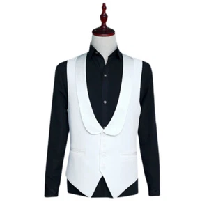 Hombres Moda Boda Chaleco Chaleco Chal Solapa Traje Chaleco Top Blazer Ajustado Informal - Imagen 1 de 9