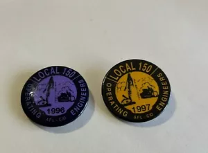 Vintage Local 150 Operating Engineers Union AFL-CIO 1996 & 97 Pins 1 3/8" Dia - Picture 1 of 3