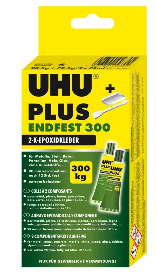 UHU Plus Endfest 300 150ml (2x75ml) - Adesivo epossidico bicomponente universale - Immagine 1 di 1