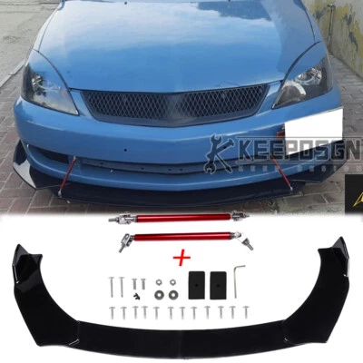 For Mitsubishi Lancer Eclipse Gloss Front Bumper Lip Splitter Body Kit Parts Rod - Image 1 of 4