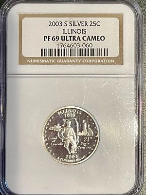2003 S Silver Quarter (25C), Illinois State, NGC PF69 Ultra Cameo Graded #060 - Image 1 of 2