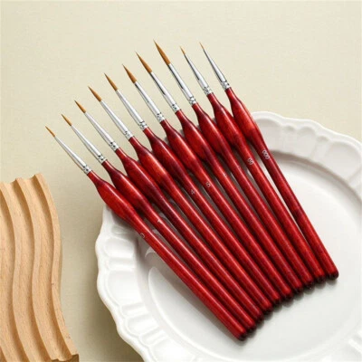 9pcs Paint Brushes Professional Sable Hair Miniature Art Nail For Fine Detailing - Image 1 of 4