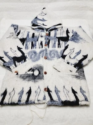 Vintage Alpaca Soft Wool Hooded Button Jacket Coat Size XL Long Sleeve - Image 1 of 4