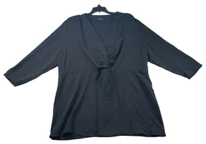 Alfani Tunic Blouse Womens Size XL Black Center Twist Knot Long Sleeve New - Picture 1 of 7