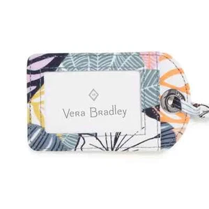 Vera Bradley Stoff Baumwolle Kofferanhänger Palme Blumen klar Fensterschlaufe Name - Bild 1 von 2
