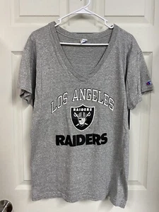 RARE Vintage NFL Los Angeles Raiders Women's Shirt V Neck Champion Medium - Picture 1 of 3