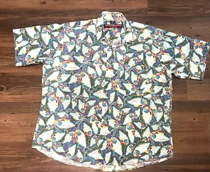 Men's BOSTON PREPATORY Button Front Hawaiian Shirt XL Abstract Fish Tropical R1 - Picture 1 of 4