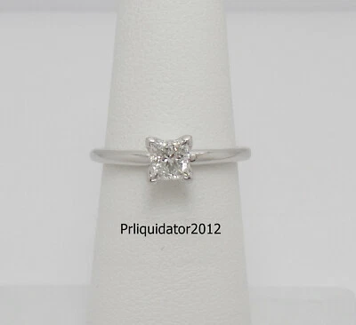 1/2CT Natural Princess Diamond Solitaire Engagement Wedding Ring 18K White Gold - Image 1 of 4