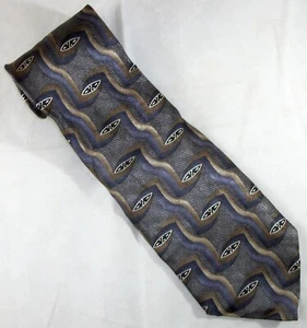 JOSEPH & FEISS Brown & Blue Ovals Geometric Silk Neck Tie 59" Long x 4" W (E958) - Picture 1 of 3