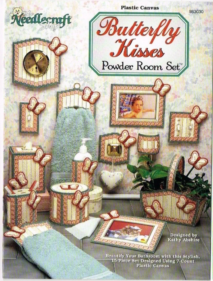 Butterfly Kisses Plastic Canvas Pattern Booklet Frame Tissue Cover Basket 1998 - Image 1 of 1