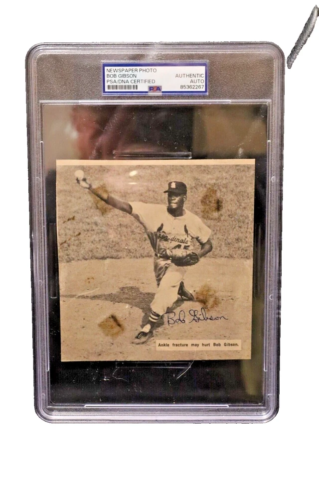 Playing era Bob Gibson Signed Cut. PSA/DNA. HOFer. Cardinals. - Image 1 of 1