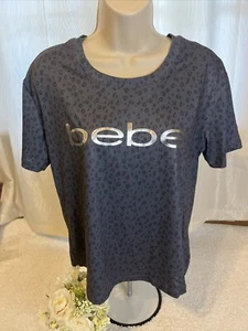 bebe sport womens top In smoke blue leopard, Moisture Wicking SZ S - Picture 1 of 3