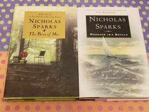 NICHOLAS SPARKS - LOT OF 2 HARDCOVER BOOKS- MESSAGE IN A BOTTLE & THE BEST OF ME - Picture 1 of 2