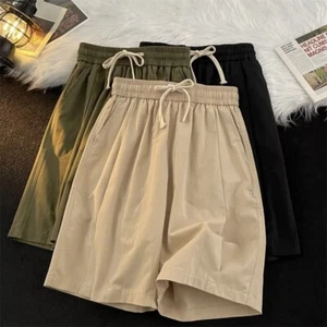 Simple Elastic Waist Sweatpants Thin Drawstring Short Trousers Summer - Picture 1 of 15