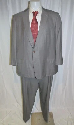 Ermenegildo Zegna Su Misura Trofeo 600 Gray Striped Two Button Suit 52L - Image 1 of 4