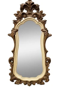Vintage Rokoko Revival Wandspiegel von Carolina 51" hoch Bronze Gold und Creme - Bild 1 von 13