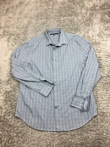 Perry Ellis Button Up Shirt Mens Size Large Blue Plaid Non Iron - Picture 1 of 11