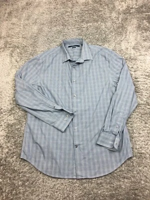 Perry Ellis Button Up Shirt Mens Size Large Blue Plaid Non Iron - Image 1 of 4