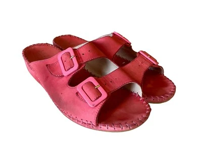La Plume Womens Pink Jen Suede Leather Buckle Sandals Size 40 Made In Italy - Image 1 of 4