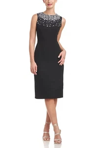 JS Collections Black Corinne Beaded Cocktail Sheath Dress Size 14 $228 - Picture 1 of 2