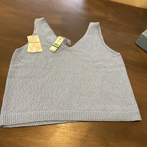 Tommy Bahama Mujer Grande Relax Borde Agua Cuello en V Arrugado Tanque Cielo Claro Nuevo con Etiquetas - Imagen 1 de 10