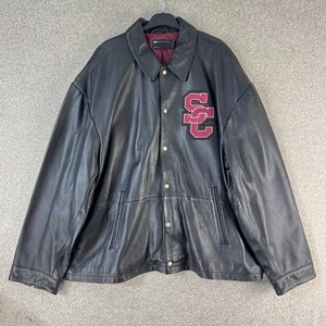 ASOS DESIGN Herren 4XL Schwarz Leder College Jacke SC Patch Bomber Winter - Bild 1 von 8