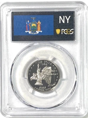 ✅ 2001-S New York 90% SILVER Washington Quarter ~ PCGS PR69DCAM State Flag Label - Image 1 of 2