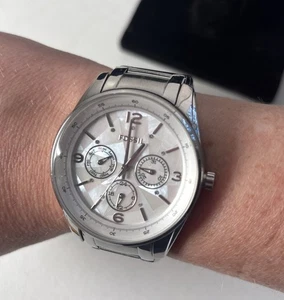 Fossil Justine Damen Armbanduhr Oversized Silber Edelstahl Analog Zifferblatt - Bild 1 von 12