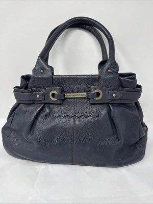 Adrienne Vittadini Cuero Negro Doble Asa Bolso de Hombro Cartera Hobo Foto 1 de 4