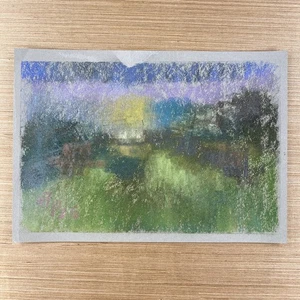 Arte Dibujo Paisaje Pastel Sobre Papel 9x12 Impresionismo Original Color Abstracto - Imagen 1 de 4