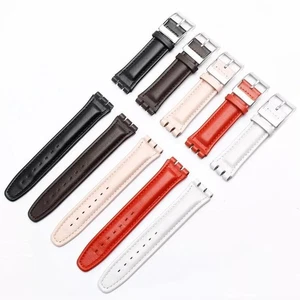 17mm 19mm Leather Strap For Swatch Replacement Watch Bamboo Cowhide Bracelet - Picture 1 of 23