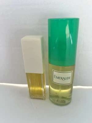 2 Colônia Emeraude por COTY 0,375 FL OZ com tampa branca 1 tampa verde vintage - Imagem 1 de 4