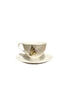 Lenox Footed Cup & Saucer Set Butterfly Meadow - Picture 1 of 10