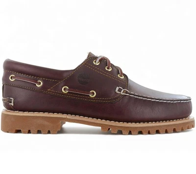 Timberland Authentic 3-Eye Lug Herren Bootsschuh Burgunderrot Leder TB050009648