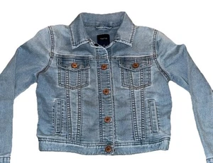 Giacca denim Gap bambino ragazza taglia media 8/9 classica lavata leggera chiusura a scatto - Foto 1 di 5