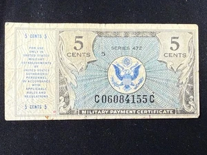 1948 U.S. 5 Cents Military Payment Certificate Series 472  P#M15  SPC1628 - Bild 1 von 2
