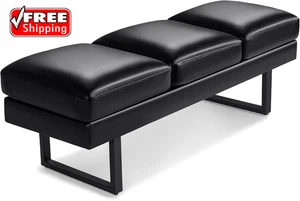 Faux Leather Office Guest Chair Conference Room Chairs Reception Bench - Picture 1 of 7