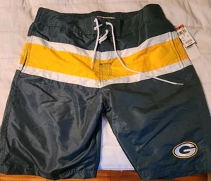 NWT! Green Bay Packers Swim Trunks Swim Suit Tie Waist Lined Size L - Picture 1 of 8