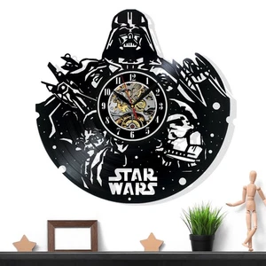Star Wars Decor Modern Wall Clock Art Vinyl Record Art Gift Han Solo Darth Vader - Picture 1 of 6