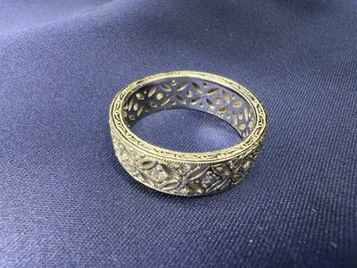 Кольцо Tacori из стерлингового серебра 925 пробы с фианитом Eternity — филигранный дизайн 8,61 г размер 10,5 - Изображение 1 из 4