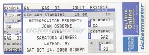 Joan Osborne 10/14/00 Latham NY Saratoga Winners Concert Rare Ticket! - Picture 1 of 1
