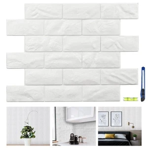 11 Pcs 3D Wall Panels, White Brick Printable 3D Wallpaper Stick and Peel, Sel... - Picture 1 of 7