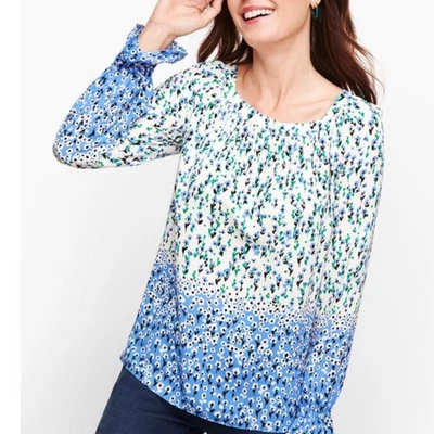 Blusa Top Talbots Nueva Con Etiquetas Mediana Floral Multicolor Cuello Cuadrado Bloque de Color Foto 1 de 4