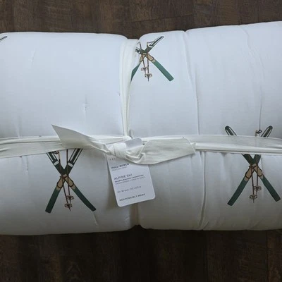 Pottery Barn ESQUÍ ALPINO Sherpa Espalda Completa/Queen Edredón Lodge NUEVO Foto 1 de 4