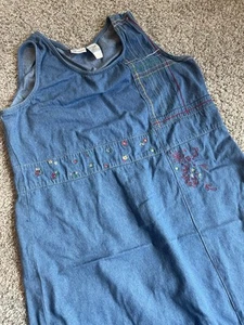 Vintage Koret City blau Denim Pullover Kleid Damen Medium Maxi ärmellos Boho Y2K - Bild 1 von 7