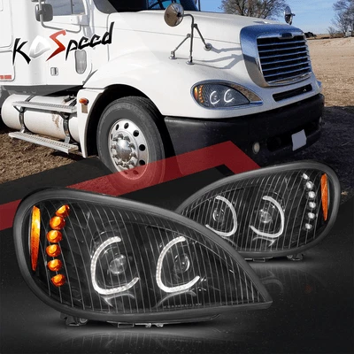 FULL LED DRL SIGNAL Dual Projector Headlights for 04-17 Freightliner Columbia - Image 1 of 4
